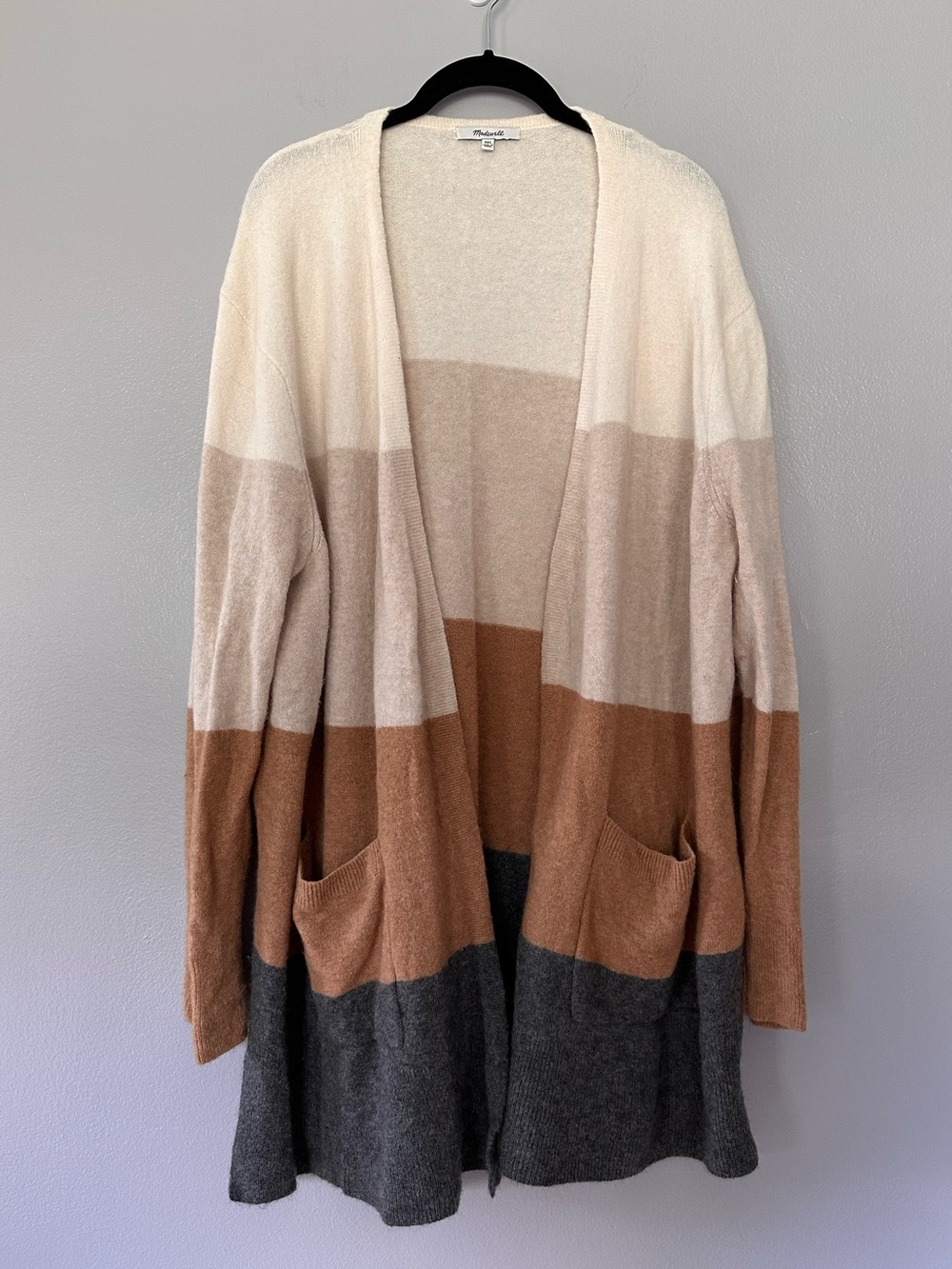 Madewell XXL Soft Cozy Striped Colorblock Open Front Cardigan